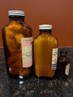 Vintage Lot Of 6 Pharmacy Rx Amber Glass Bottles Doctor Medicine Dentist