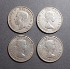 Canada  Lot Of 4 Silver 50 Cent Coins  1951  58  59  64  0 800 Fine  All Vf