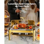 Gold 9qt Roll Top Chafing Dish Buffet Set Stainless Steel With Fuel Holder Hotel