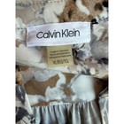 Calvin Klein Floral Split Neck Blouse Xl Tan Grey Black Long Sleeve Top