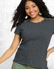 Ex White Stuff Women s Abbie Embroidered Stripe Tee In Navy Ivory Multi