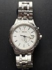 Seiko Kinetic Watch White Dial Two Tone Date 5m42-0h19   Silver Tone 100mm