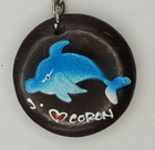 Hand  Painted Dolphin On A Seed Pod Coron Island Souvenir Keychain Philippines