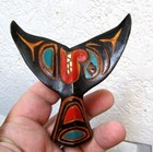 Hand Carved 4 Inch Tribal Style Wood Whale Tail - Beautiful Home Decor Item