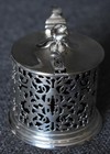 Antique Victorian Elkington Sterling Silver Filigree Floral Topped Mustard Pot