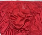 Vtg Olga Red Satin Panties Lace Detail Size 5