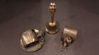 3 Art Deco Or Nouveau Silverplate Figural Items - 2 Napkin Ring   Bell - Nice 