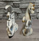 Vintage Unicorn Figurine Lot Of 2 Porcelain Ceramic Fantasy White Horse Statues