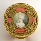 Antique French Miniature Portrait Box Pink Enamel Gilt Bronze Ormolu Glass