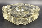 Vintage Art Deco Square Cut Corners Clear Heavy Glass Ashtray Cigarette Coaster
