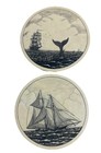 Barlow Scrimshaw Coaster Set Of 4  Cork Back Maritime 