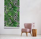 Tropical Palm Leaves Geometric Self-adhesive Green Black And White Wall Mural