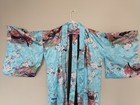 Summer Yukata Kimono Light Blue Polyester Japanese Obi Sash
