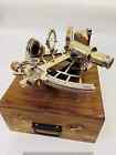 Nautical Solid Brass Sextant With Wooden Box Royal Navy Marine Navigational Gift