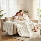 Soft Faux Bubble Rabbit Fur Throw Blanket For Couch  Thick Cozy Decorative Warm 