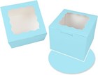 Bakepacker 36pcs 6x6x5 Inches Cake Boxes With Window  18-pack Light Blue 