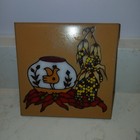 Southwestern Folk Art Tile Trivet Coaster Chili Peppers Corn Pottery Bird Design