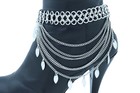 New Women Silver Metal Chain Boot Bracelet Anklet Shoe Leaf Charm Holiday A Pair