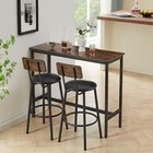 3pcs Bar Table Set Kitchen Dining Breakfast Pub Table   2 Pu Chairs Stools Brown