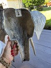 Cast Aluminum Elephant Head Wall Sculpture Hanging Decor