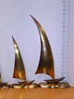 Set Of 3 Vintage Brass Sailboats Boat Nautical - 18   12    10  Tall Taiwan