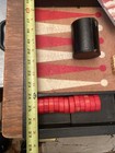 Vintage Backgammon Game Bakelite Red Swirl   Butterscotch Pieces Crisloid Read