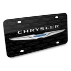 Chrysler 3d Dual Logo On Logo Pattern Black Aluminum License Plate