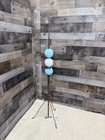 Antique Lightning Rod 3 Glass Balls Ribbed Robins Egg Blue White Weathervane Vtg