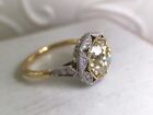 Vintage Art Deco 3 35ct Old European Cut Lab Created Diamond 925 Silver Ring