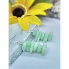 Mint Green Frosted Sea Glass Dangle Earrings Silver Beach Jewelry Gift