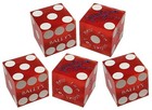 Genuine Bally s Las Vegas Casino Craps Dice Red Frosted Set 5 Matching Serial  s