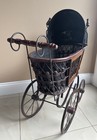 Antique Vintage Victorian Baby Doll Carriage Stroller With Wood Metal Wicker    