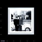 Old Vintage Square Photo Pair Men Duo Classic Car Graduation Cap Gown Pic