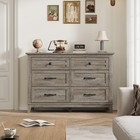 6 Drawer Dresser For Bedroom  modern Wide Storage Dresser Wood Chest Of Drawers