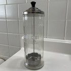 Vintage  Barbicide Barbers Disinfectant Glass Jar W  Metal Lid And Insert