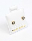 10k Gold Cz Stud Earrings - 4mm - Round Ball Screw Back Tiny Minimalist Unisex