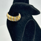 Unique 1970 s Ring Tane Mexico Sterling Silver   Gold Vermeil 3-d Ribbed Combo