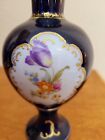 Vtg Candle Holder Porcelain Bud Vase Germany Victorian Cobalt Floral Gold Trim