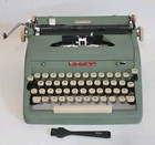 Vtg 1950s Royal Quiet Deluxe Manual Typewriter Green W  Tweed Case Key   Brush