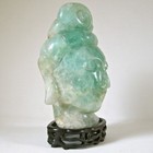 Antique Chinese Large 12  Green Quartz Hardstone Kwan Yin Statue Mid-1800 s