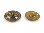 Lot Of 2 Antique Brass Fleur De Lis Shank Buttons Vintage Sewing Collectibles