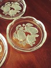 Vintage Val St Lambert Crystal Glass Coaster Set  4  Fruit Design Signed
