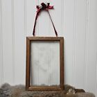 Vintage Wood Framed Etched Glass Unicorn Wall Hanging Art 7x10