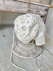 French Antique Bonnet Tulle White Lace Needlework Embroidered Embroidery Coiffe