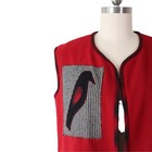 Vintage Wool Applique Bird Vest L Flannel Handmade Winter Folk Art Plaid Top Vtg
