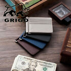 Mens Genuine Cowhide Leather Credit id Card Holder Bifold Wallet Slim Purse Gift