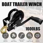 Boat Trailer Winch   heavy Duty Hand Winch With Polyester Strap  1600lbs
