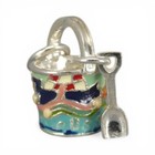 Sterling Silver Enamel Sandcastle Sand Pail Charm For Bracelet Beach Jewelry New