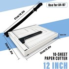 12 Inch Paper Cutter Guillotine Heavy Duty Cardstock 10 Sheet Capacity A4