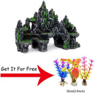 Pakykai Large Fish Tank Decorations  Mountain View Aquarium Ornament With Tree H